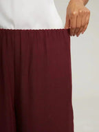 Chiffon Wide Leg Pants with Sheer Overlay Panel