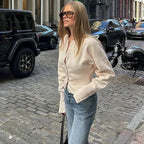Cropped Ribbed Cardigan with Button Front and Fitted Body