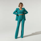 Cropped Zip Blazer and High Waist Wide Leg Pants Set