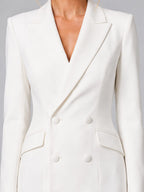 Double-Breasted Blazer Dress with Fitted Waist and Midi Hem