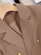 Double-Breasted Blazer with Notched Lapels and Cuff Buttons