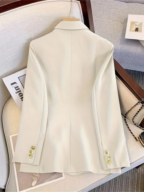 Double-Breasted Blazer with Notched Lapels and Cuff Buttons