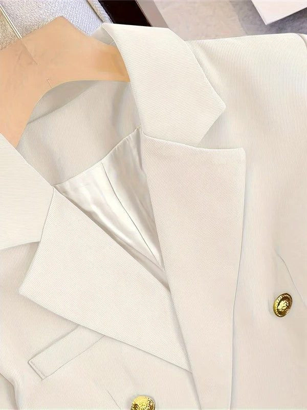 Double-Breasted Blazer with Notched Lapels and Cuff Buttons