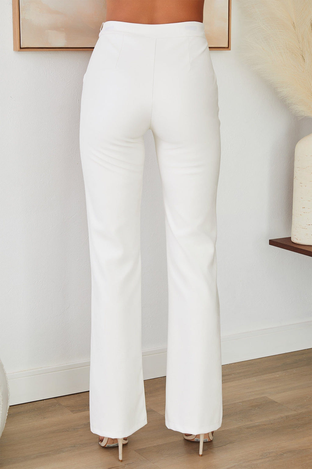 High Waist Faux Leather Straight Leg Pants with Clean Line