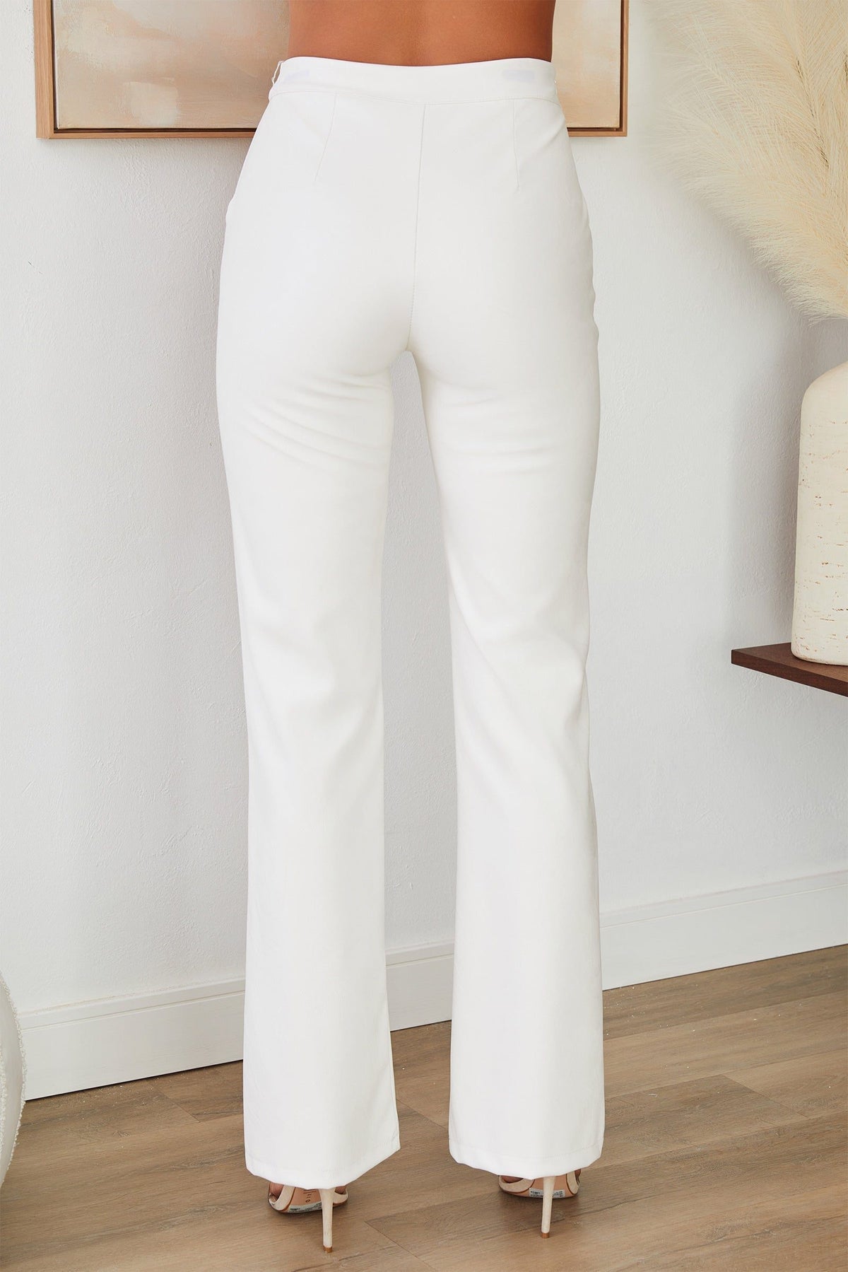 High Waist Faux Leather Straight Leg Pants with Clean Line