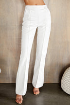 High Waist Faux Leather Straight Leg Pants with Clean Line