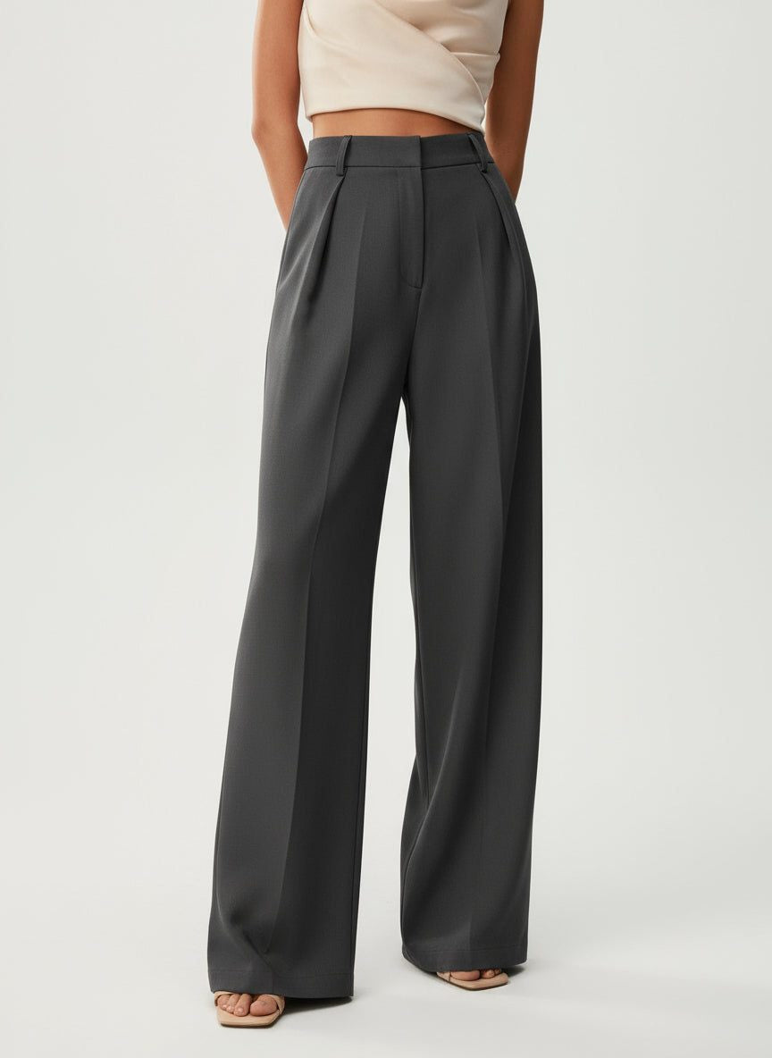 High Waist Tailored Wide Leg Pants with Clean Finish