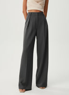 High Waist Tailored Wide Leg Pants with Clean Finish