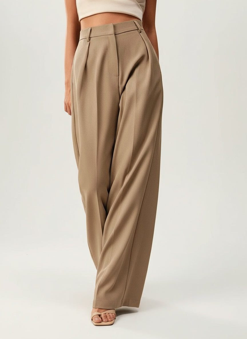 High Waist Tailored Wide Leg Pants with Clean Finish