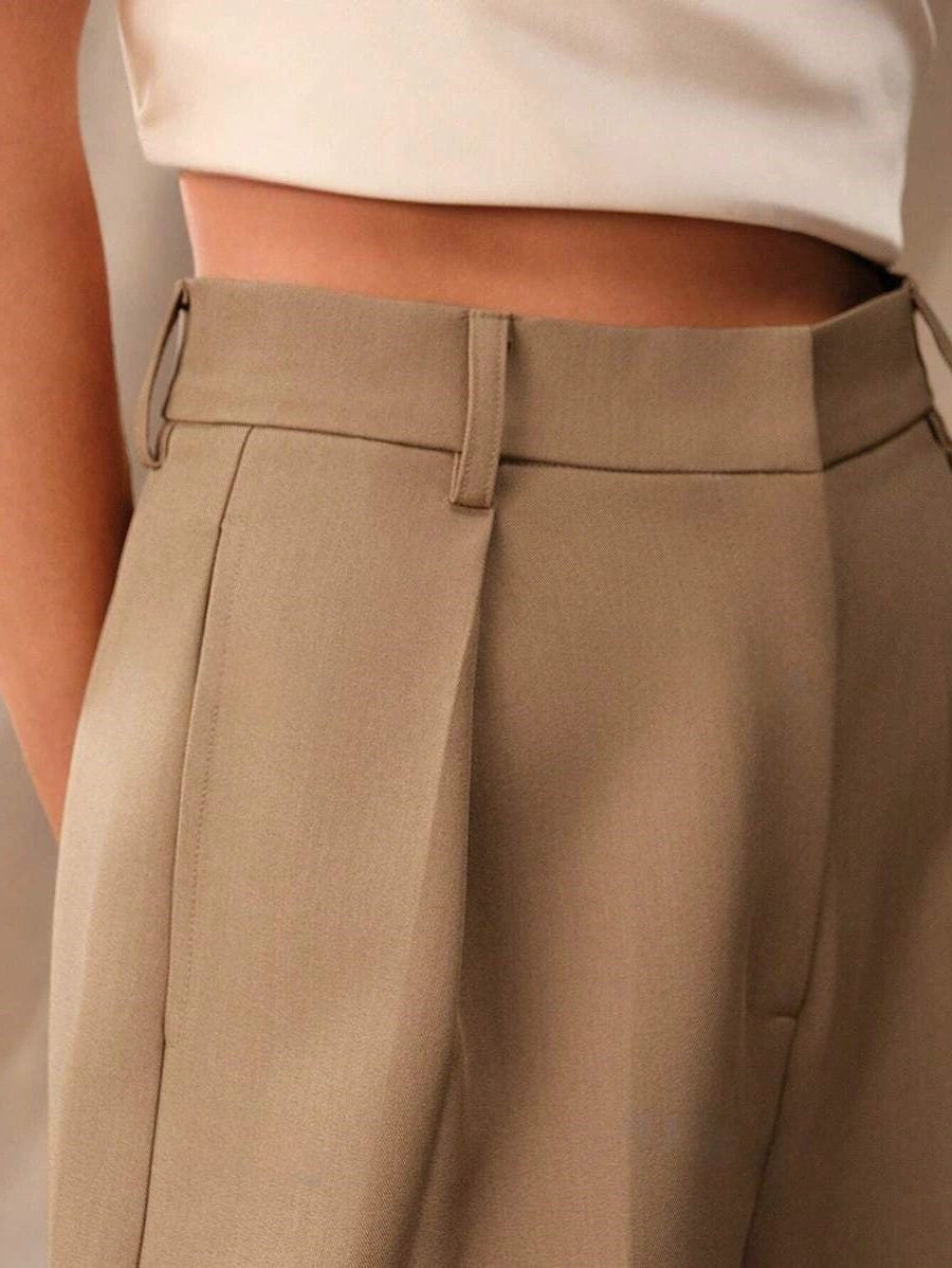 High Waist Tailored Wide Leg Pants with Clean Finish