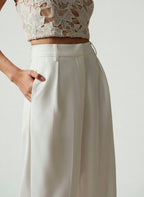 High Waist Tailored Wide Leg Pants with Clean Finish
