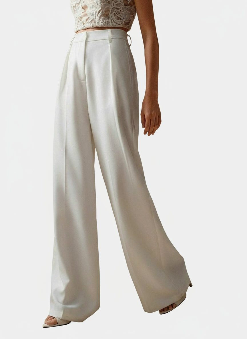 High Waist Tailored Wide Leg Pants with Clean Finish