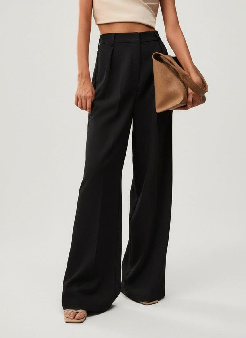 High Waist Tailored Wide Leg Pants with Clean Finish