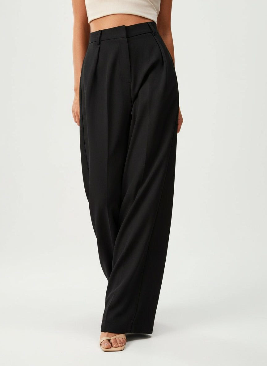 High Waist Tailored Wide Leg Pants with Clean Finish