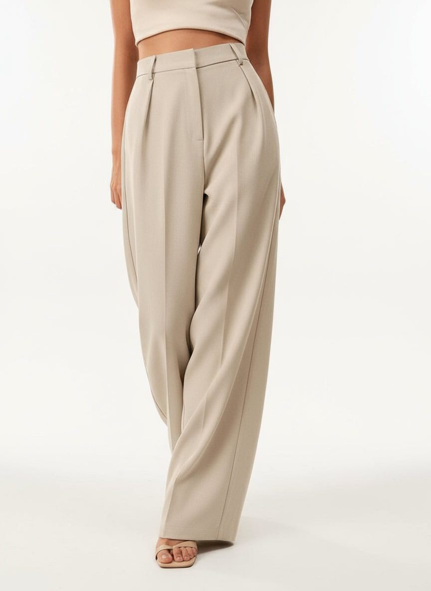 High Waist Tailored Wide Leg Pants with Clean Finish