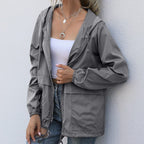 Hooded Rain Jacket with Drawstring Hood and Welt Pockets
