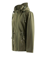 Hooded Zip-Up Rain Jacket with Waist Adjusters