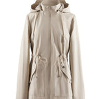 Hooded Zip-Up Rain Jacket with Waist Adjusters
