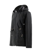 Hooded Zip-Up Rain Jacket with Waist Adjusters
