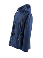 Hooded Zip-Up Rain Jacket with Waist Adjusters