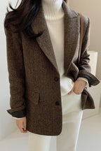 Oversized Blazer with Notched Collar and Textured Surface