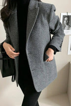 Oversized Blazer with Notched Collar and Textured Surface