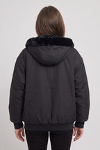 Oversized Hooded Puffer Jacket with Faux Fur Trimmed Hood