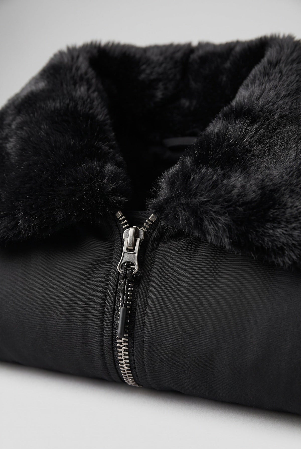 Oversized Hooded Puffer Jacket with Faux Fur Trimmed Hood