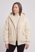 Oversized Hooded Puffer Jacket with Faux Fur Trimmed Hood