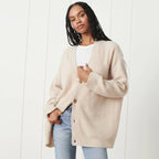 Oversized Ribbed Knit Cardigan with Button Front