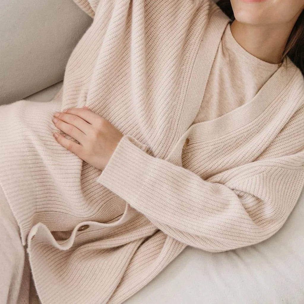 Oversized Ribbed Knit Cardigan with Button Front