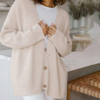 Oversized Ribbed Knit Cardigan with Button Front