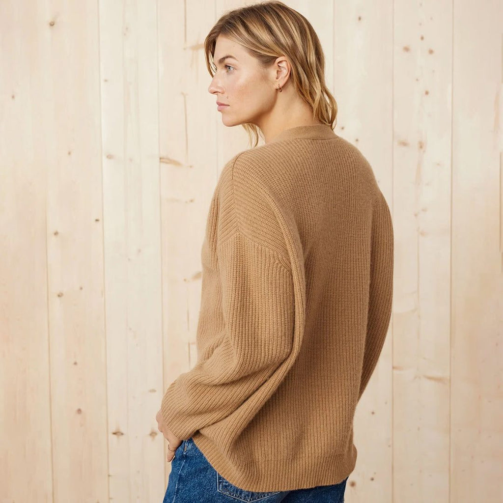 Oversized Ribbed Knit Cardigan with Button Front