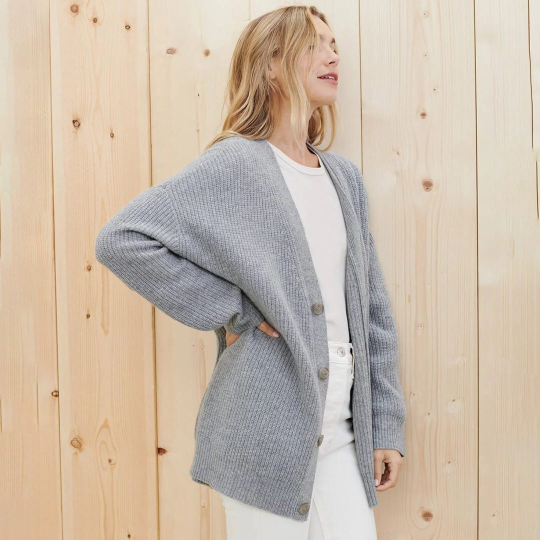 Oversized Ribbed Knit Cardigan with Button Front