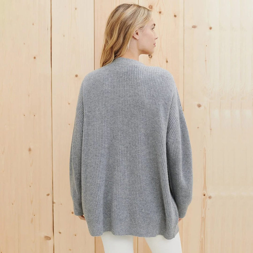 Oversized Ribbed Knit Cardigan with Button Front