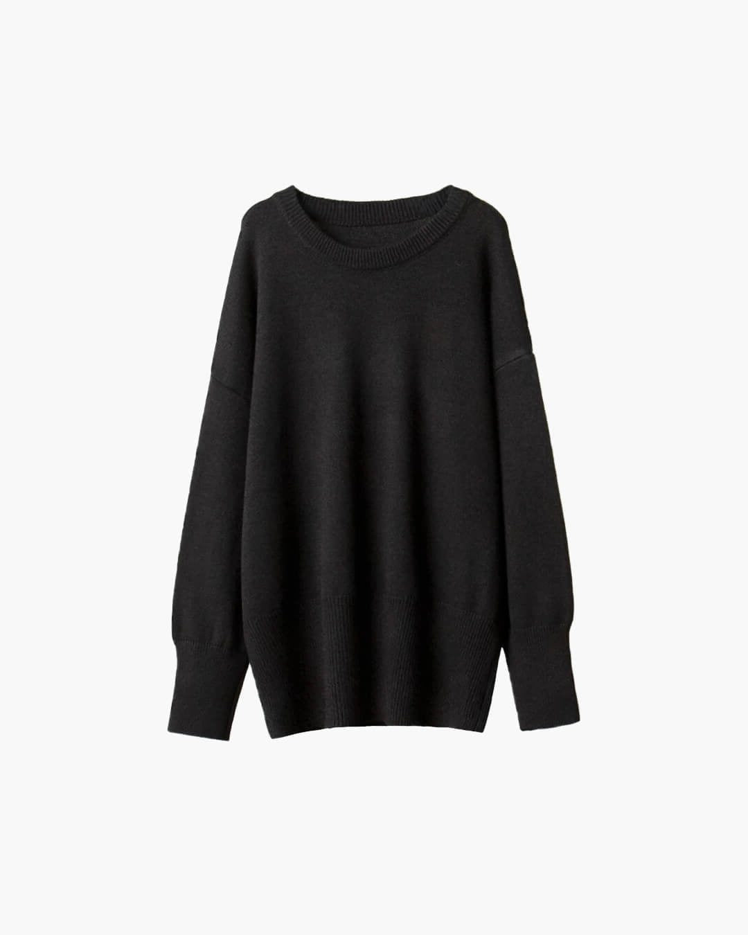 Oversized Ribbed Knit Crew Neck Sweater for Everyday Layering
