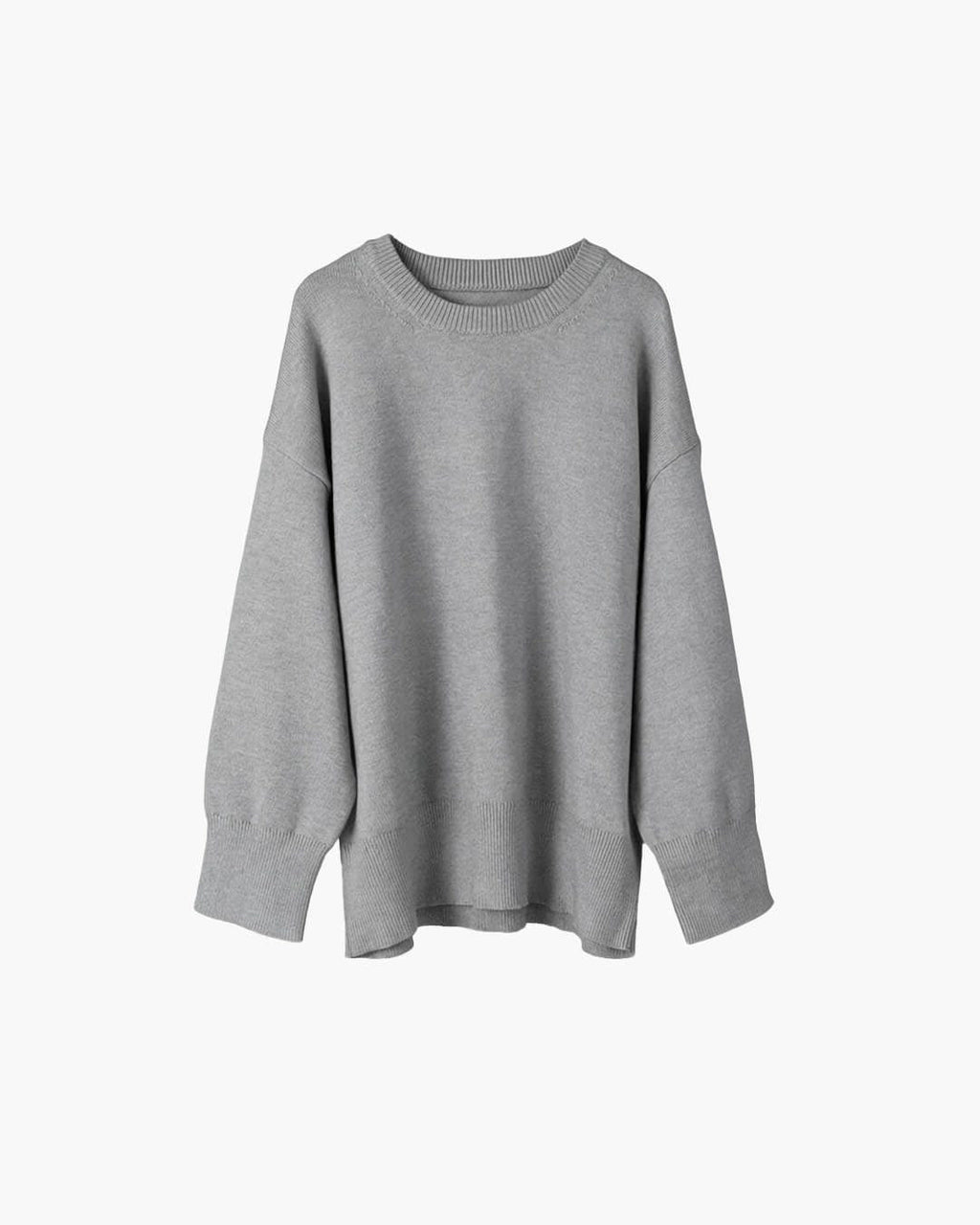 Oversized Ribbed Knit Crew Neck Sweater for Everyday Layering