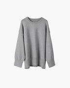 Oversized Ribbed Knit Crew Neck Sweater for Everyday Layering