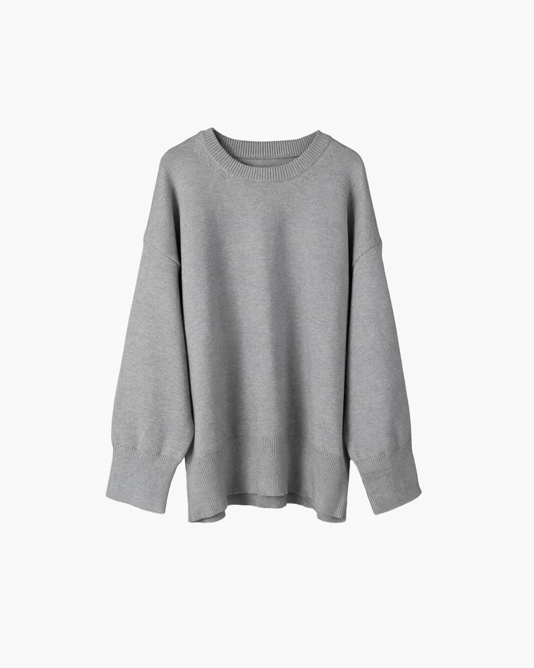Oversized Ribbed Knit Crew Neck Sweater for Everyday Layering