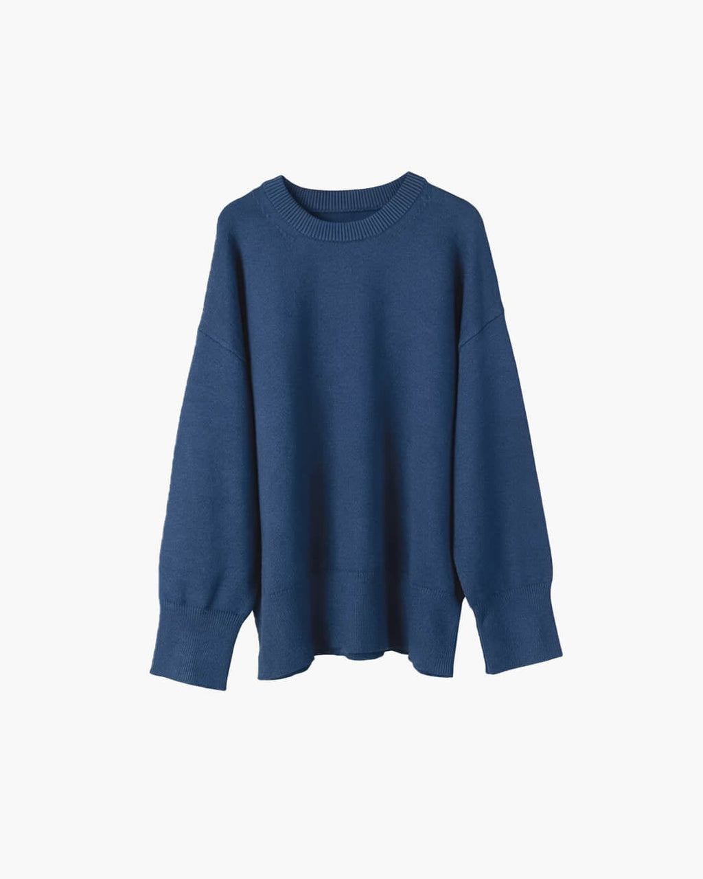 Oversized Ribbed Knit Crew Neck Sweater for Everyday Layering
