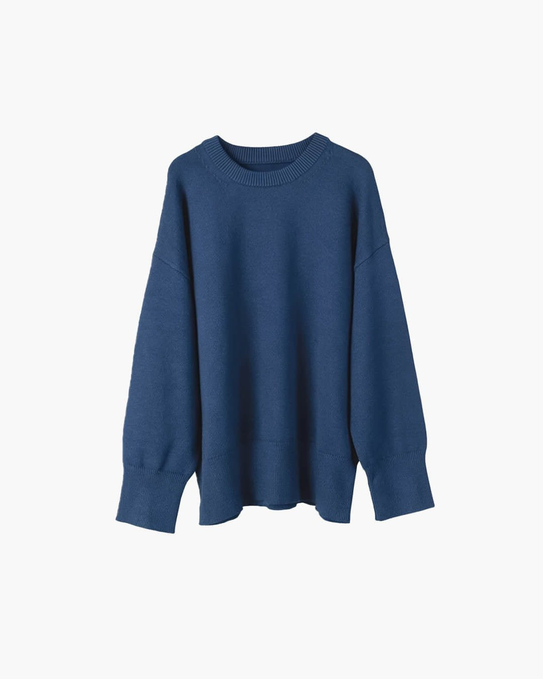 Oversized Ribbed Knit Crew Neck Sweater for Everyday Layering
