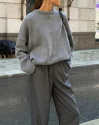 Oversized Ribbed Knit Crew Neck Sweater for Everyday Layering