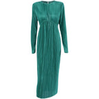 Ribbed Knit Maxi Dress with Crew Neck and Long Sleeves