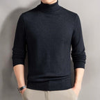 Roll Neck Knit Sweater with Long Sleeves and Soft Texture