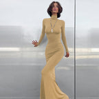 Roll Neck Maxi Dress with Long Fitted Sleeves