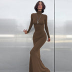 Roll Neck Maxi Dress with Long Fitted Sleeves