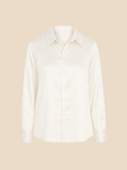 Satin Button-Down Shirt with Pointed Collar and Cuffs
