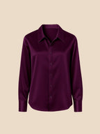 Satin Button-Down Shirt with Pointed Collar and Cuffs