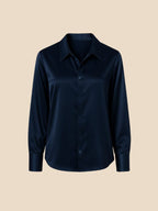 Satin Button-Down Shirt with Pointed Collar and Cuffs