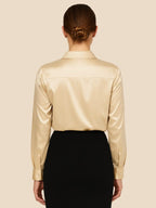 Satin Button-Down Shirt with Pointed Collar and Cuffs